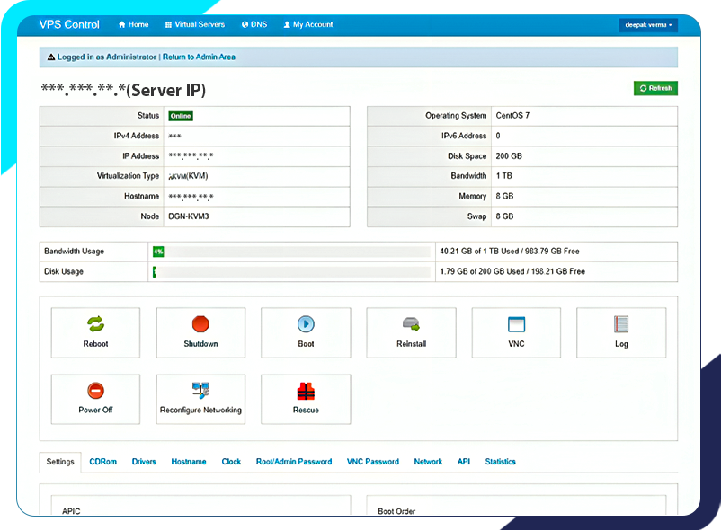 solusvm control panel for VPS Management